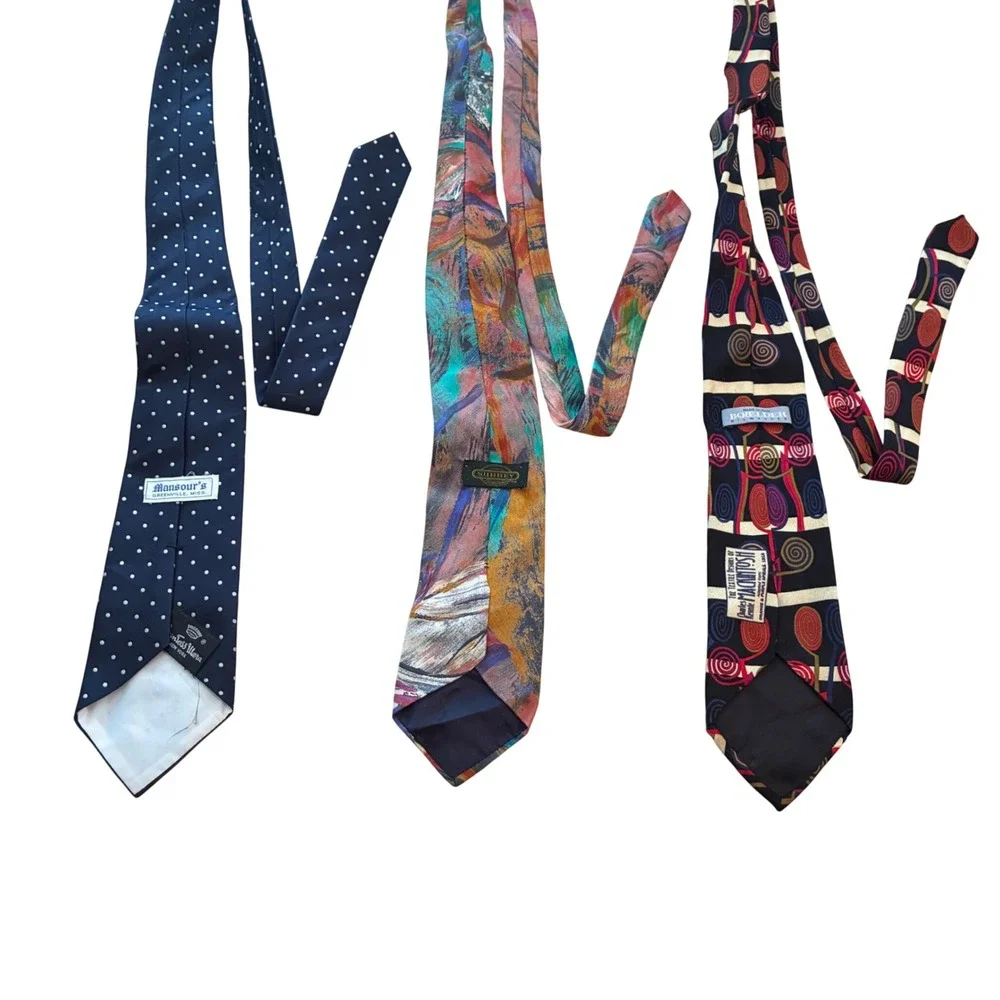 Vintage Abstract Painterly Necktie lot 3 Mens OS Multicolored Art Teacher Office